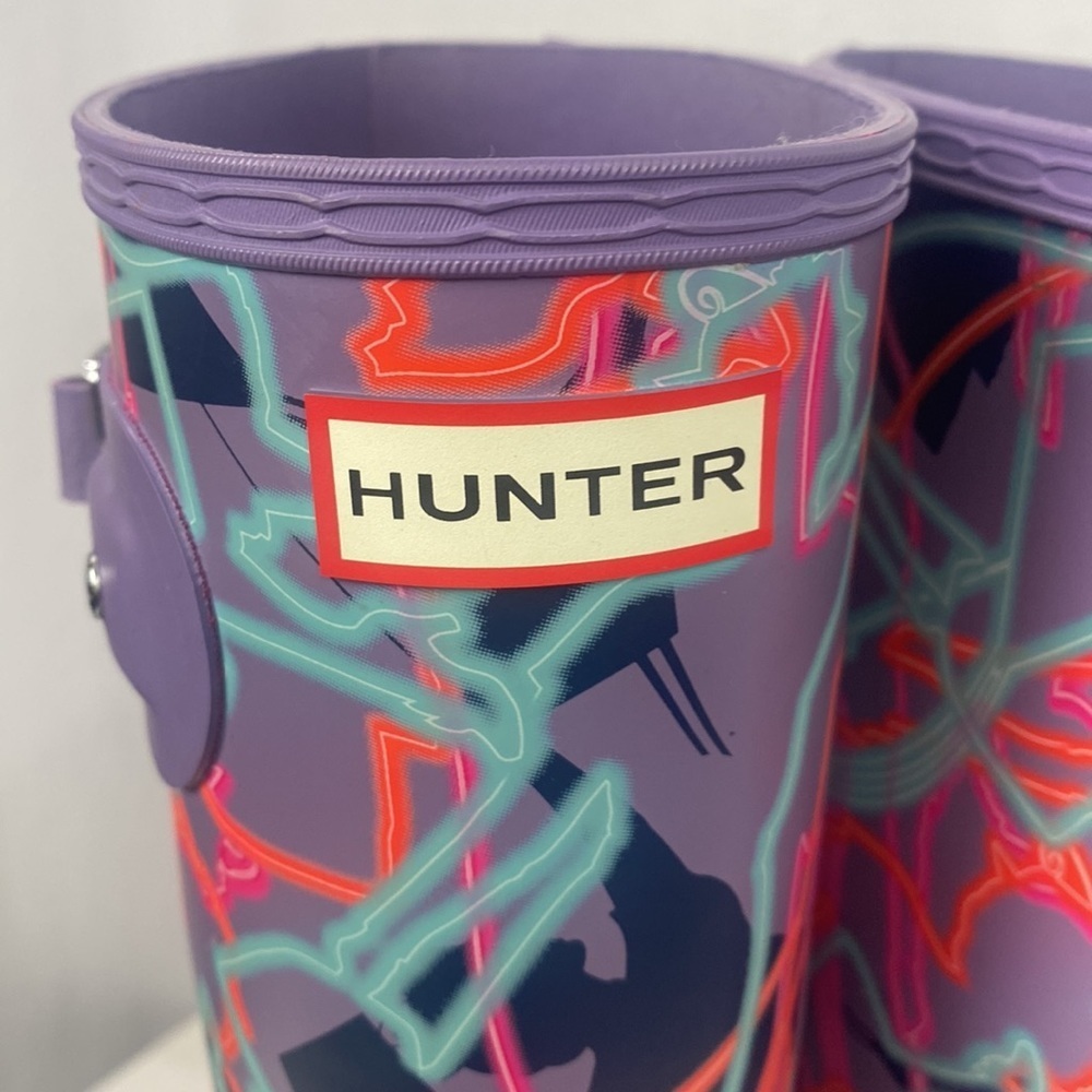 Hunter Women's Purple Neon Pattern Tall Rain Boots...Disney Mary Poppins - Picture 4 of 16
